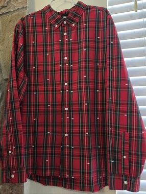 Stüssy Red & Black Plaid Cotton Button Up With Crown Emblem Streetwear